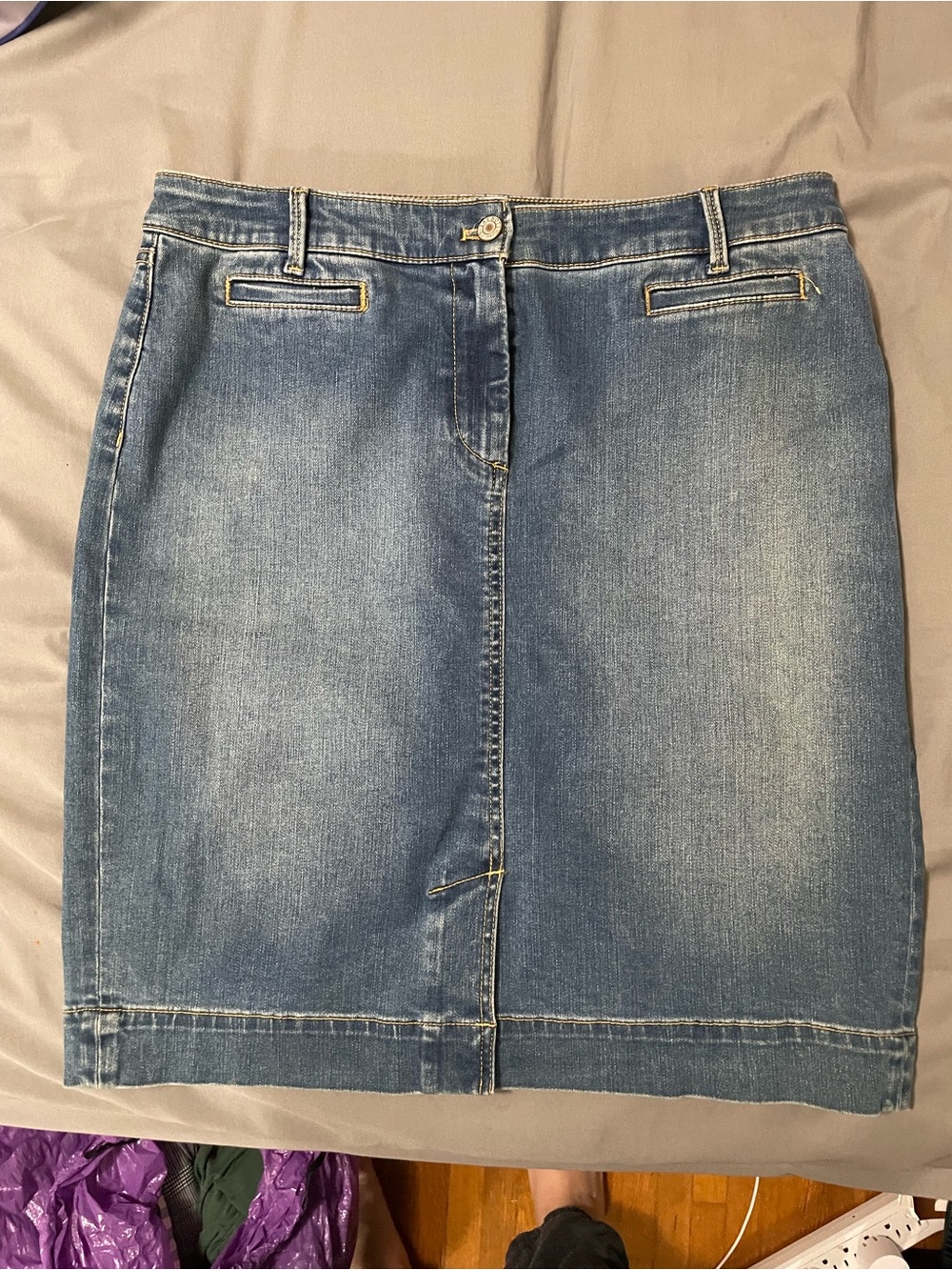 Talbots knee length denim skirt